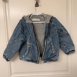 Zara Kids Denim Jacket with Gray Hood